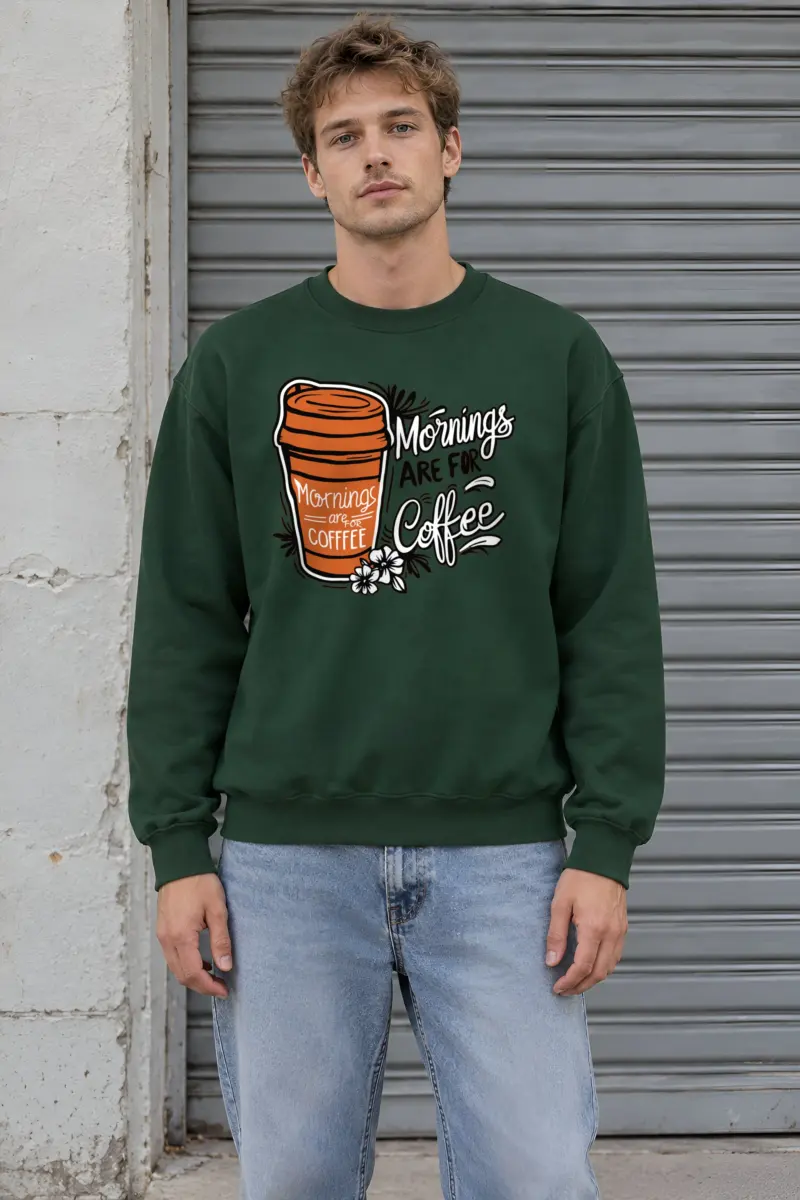 "Mornings Are For Coffee" Heavy Blend Unisex Crewneck Sweatshirt