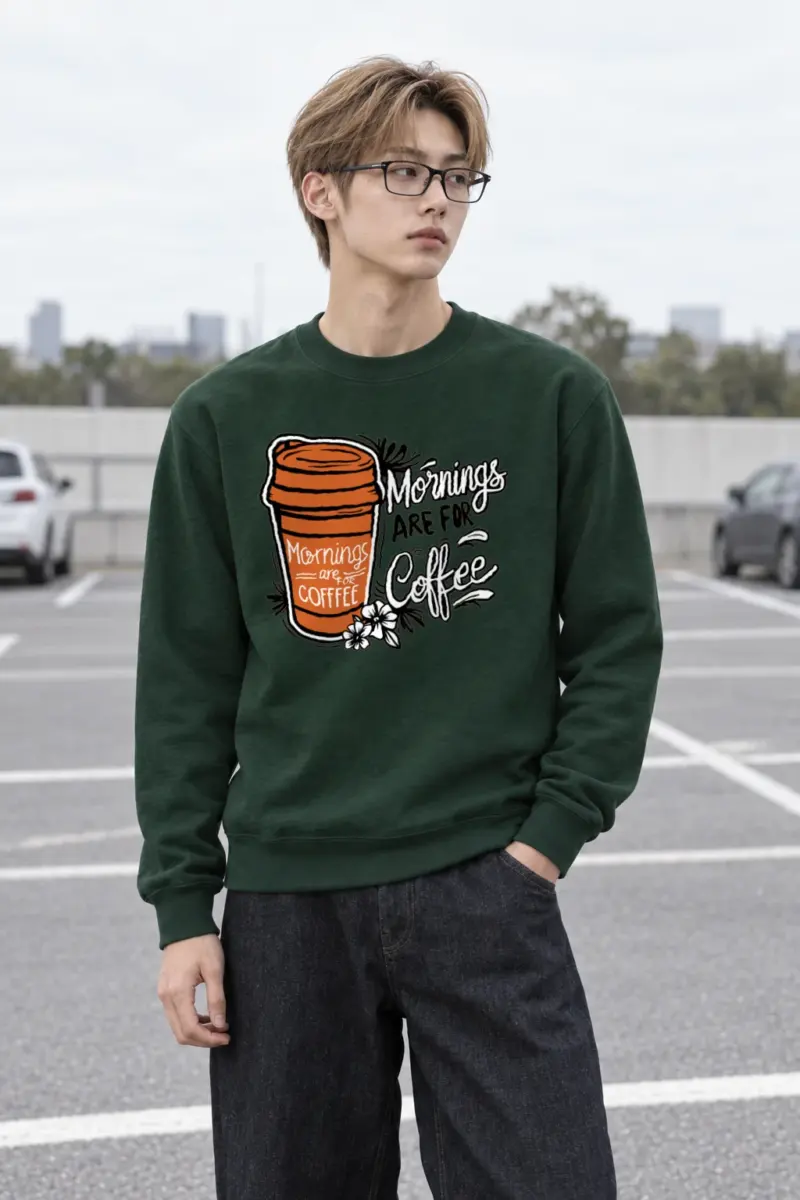 "Mornings Are For Coffee" Heavy Blend Unisex Crewneck Sweatshirt | Gildan 18000