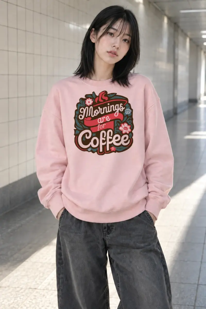 "Mornings Are For Coffee" Heavy Blend Unisex Crewneck Sweatshirt | Gildan 18000