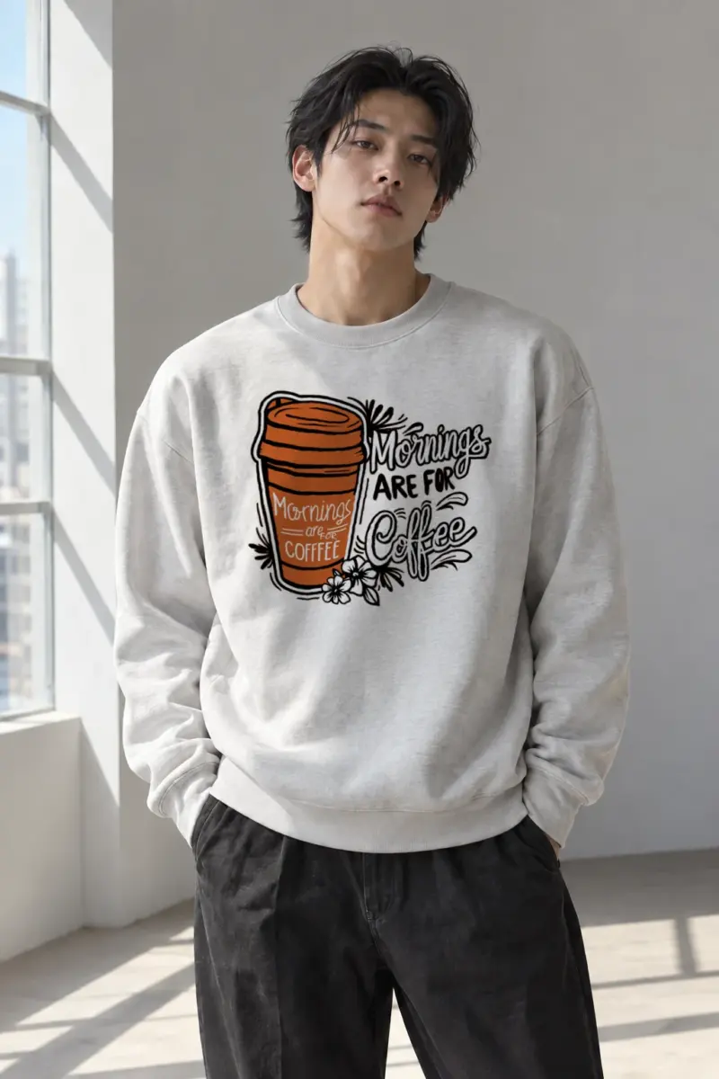 “Mornings Are For Coffee” Heavy Blend Unisex Crewneck Sweatshirt | Gildan 18000