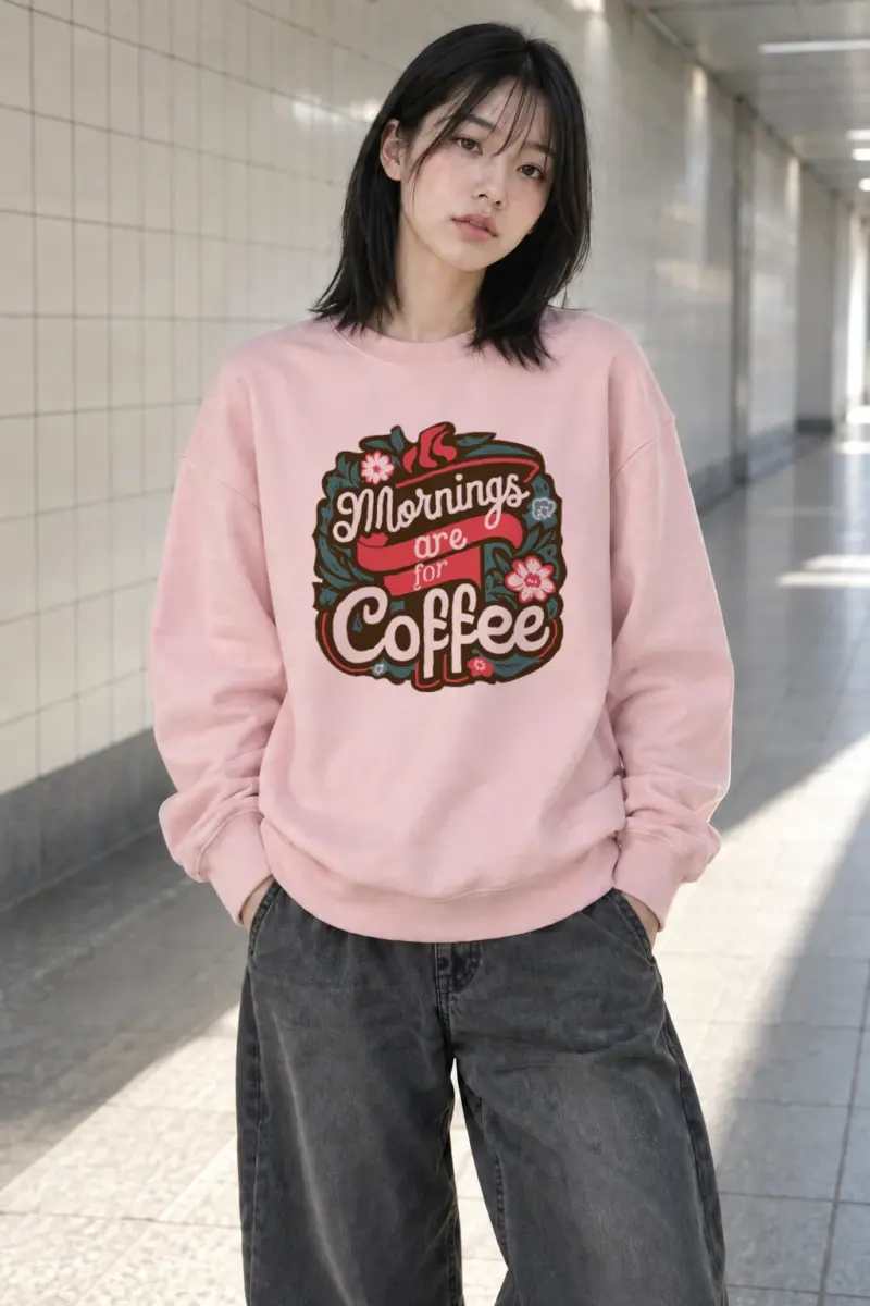 "Mornings Are For Coffee" Heavy Blend Unisex Crewneck Sweatshirt | Gildan 18000