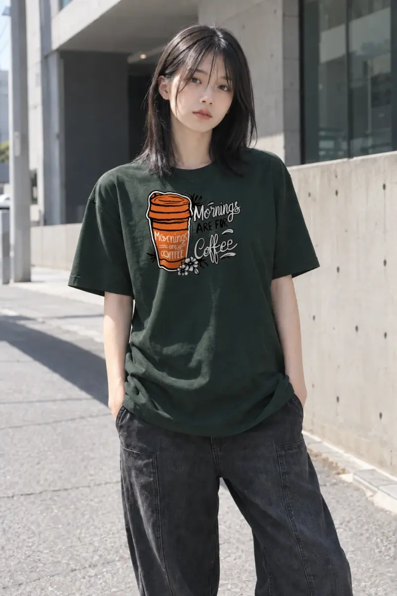 "Mornings Are For Coffee" Heavyweight Unisex Crewneck T-shirt | Gildan 5000