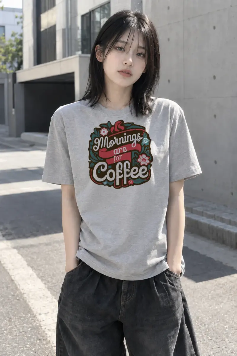 "Mornings Are For Coffee" Heavyweight Unisex Crewneck T-shirt | Gildan 5000