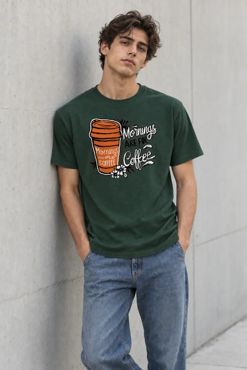 "Mornings Are For Coffee" Heavyweight Unisex Crewneck T-shirt | Gildan 5000