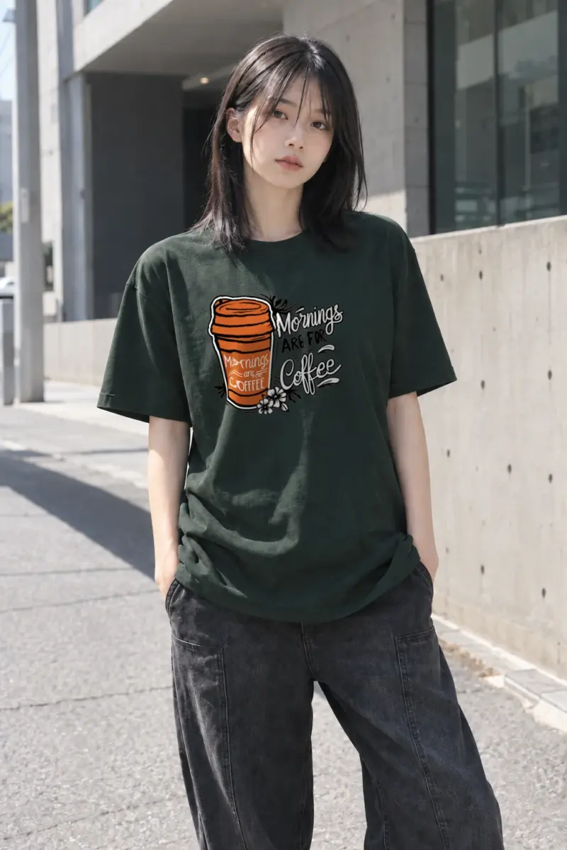 "Mornings Are For Coffee" Heavyweight Unisex Crewneck T-shirt | Gildan 5000