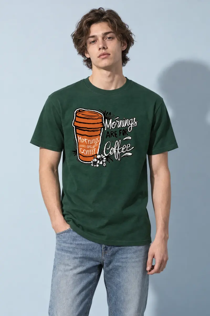 "Mornings Are For Coffee" Heavyweight Unisex Crewneck T-shirt | Gildan 5000