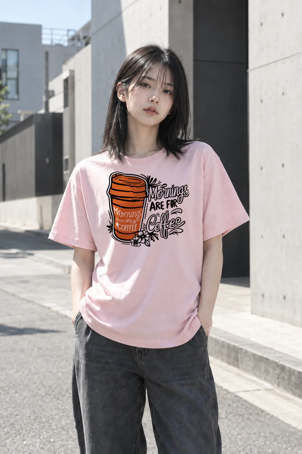 "Mornings Are For Coffee" Heavyweight Unisex Crewneck T-shirt | Gildan 5000