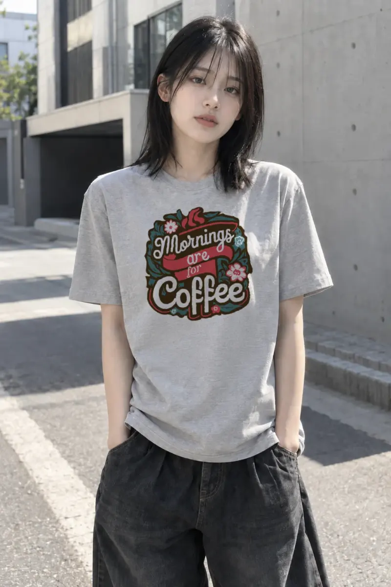"Mornings Are For Coffee" Heavyweight Unisex Crewneck T-shirt | Gildan 5000