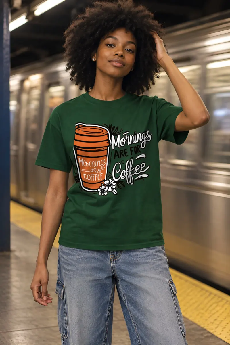 "Mornings Are For Coffee" Heavyweight Unisex Crewneck T-shirt