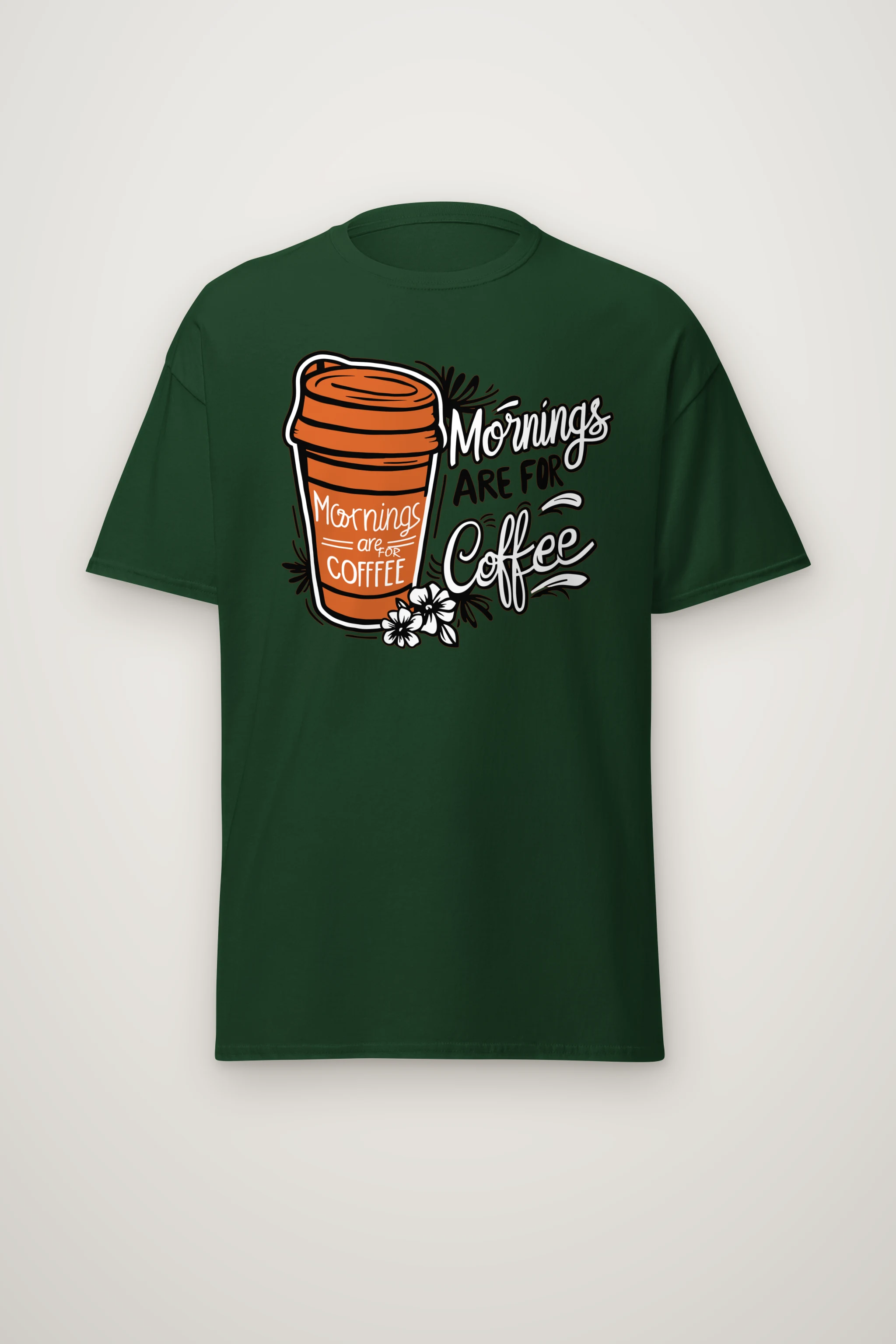 "Mornings Are For Coffee" Heavyweight Unisex Crewneck T-shirt