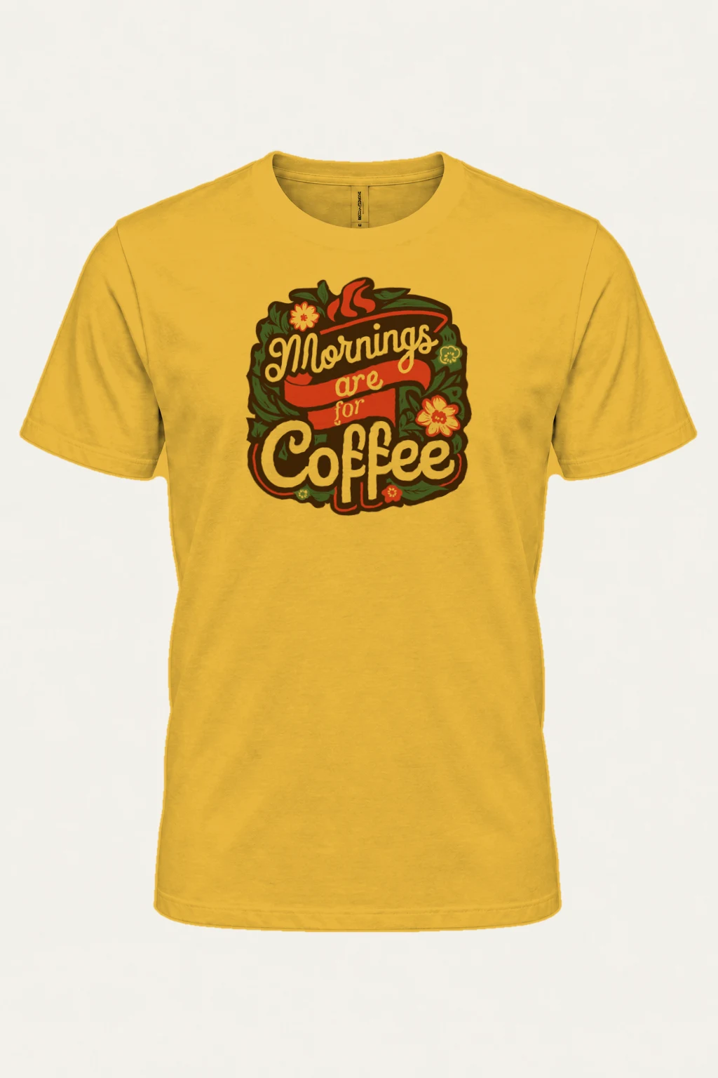 "Mornings Are For Coffee" Heavyweight Unisex Crewneck T-shirt | Gildan 5000