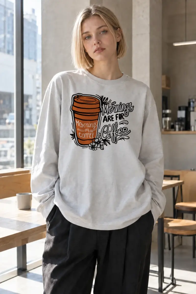 “Mornings Are For Coffee” Unisex Longsleeve T-shirt | Gildan 2400