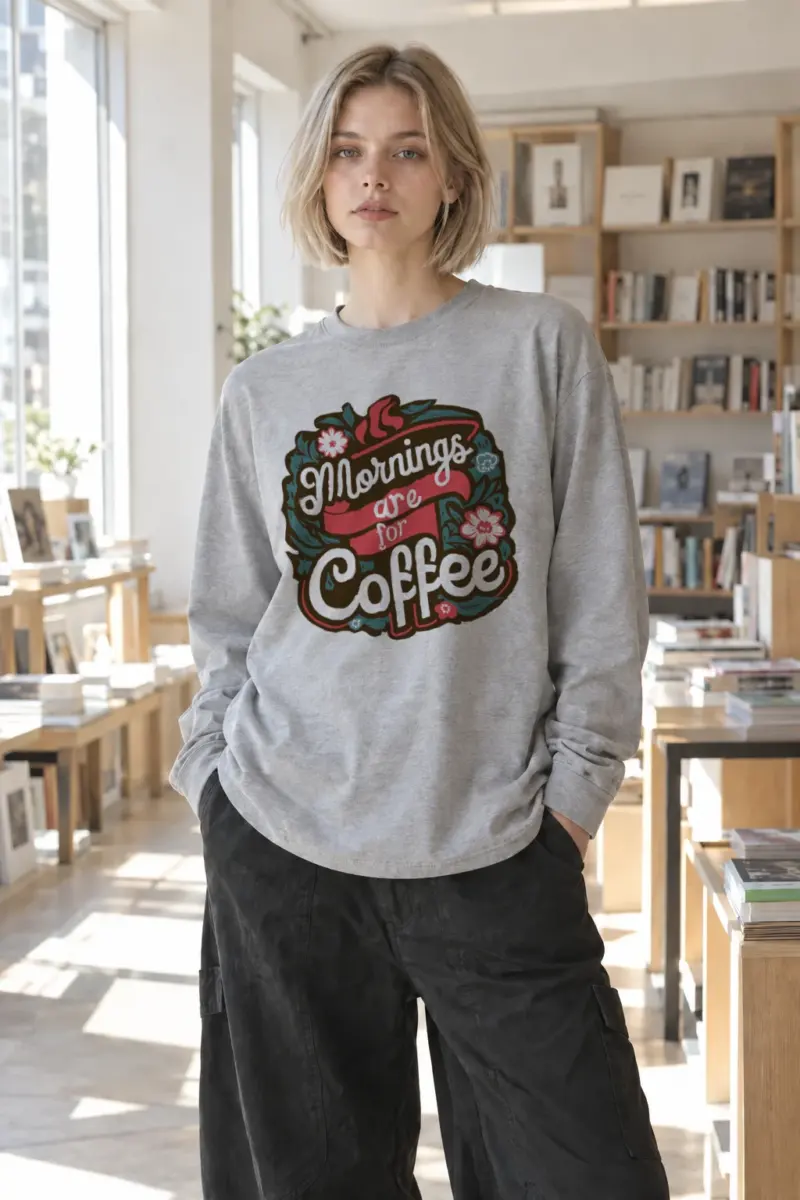 "Mornings Are For Coffee" Unisex Longsleeve T-shirt | Gildan 2400