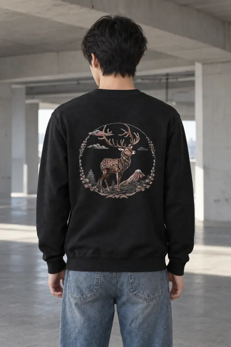 "Mountain Antler Deer" Heavy Blend Unisex Crewneck Sweatshirt