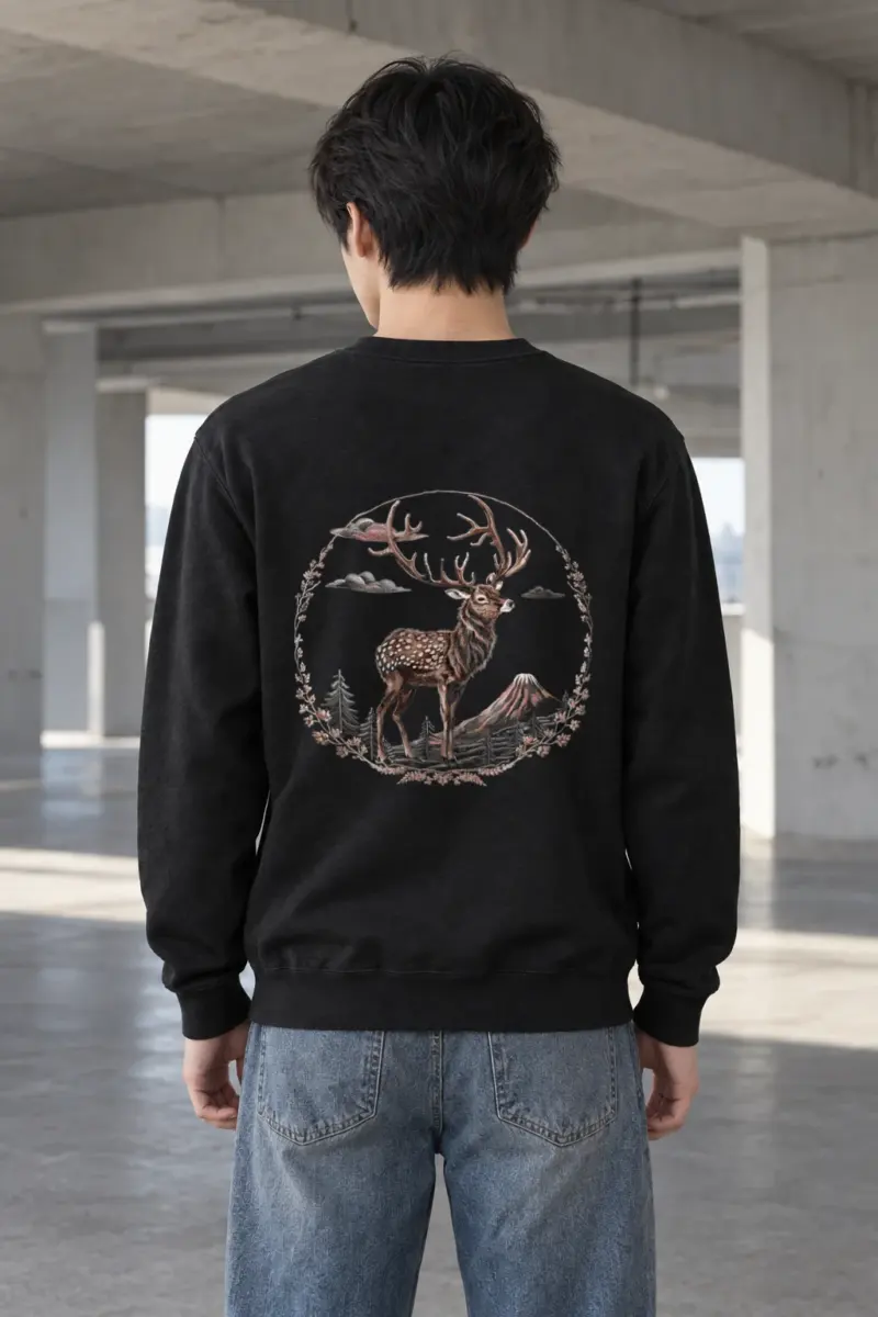 "Mountain Antler Deer" Heavy Blend Unisex Crewneck Sweatshirt