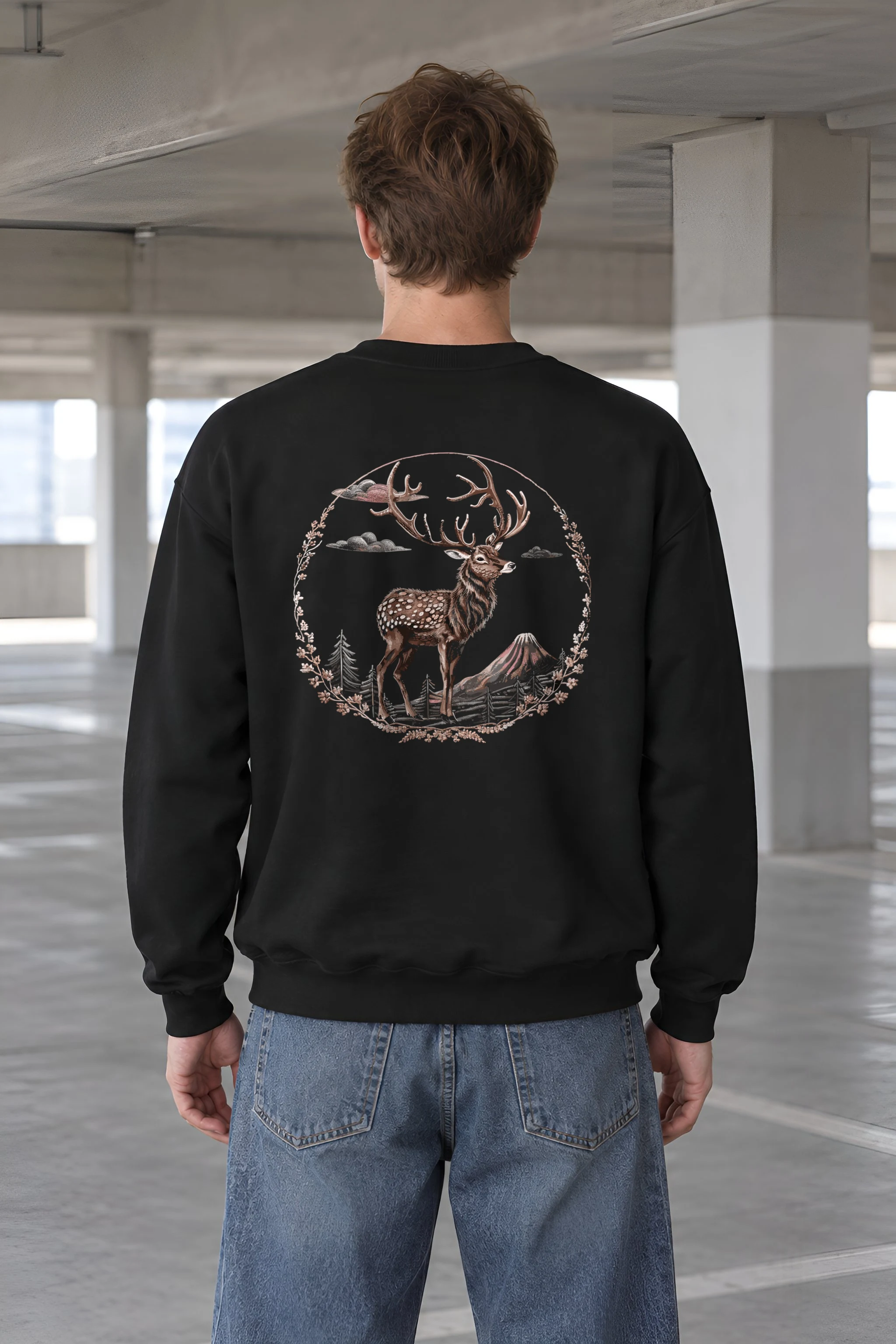 "Mountain Antler Deer" 1 Crewneck Sweatshirt