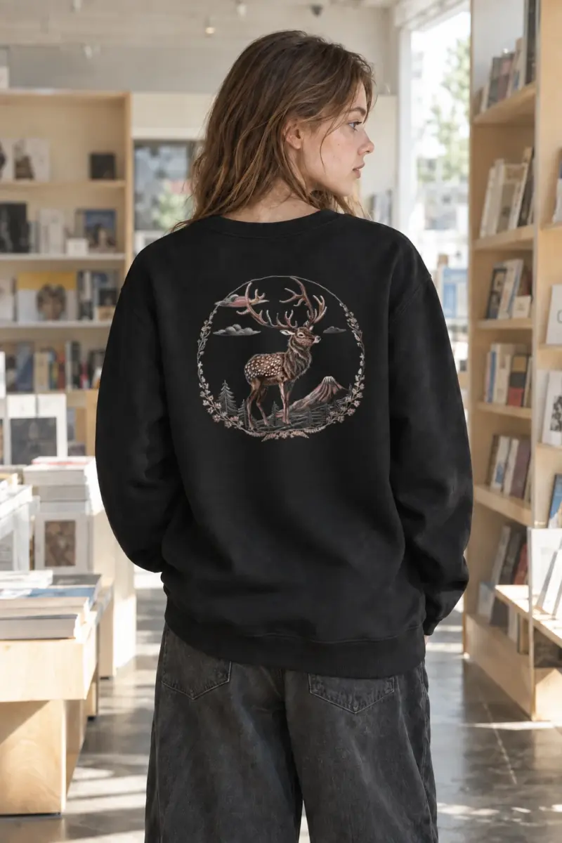 "Mountain Antler Deer" Heavy Blend Unisex Crewneck Sweatshirt | Gildan 18000