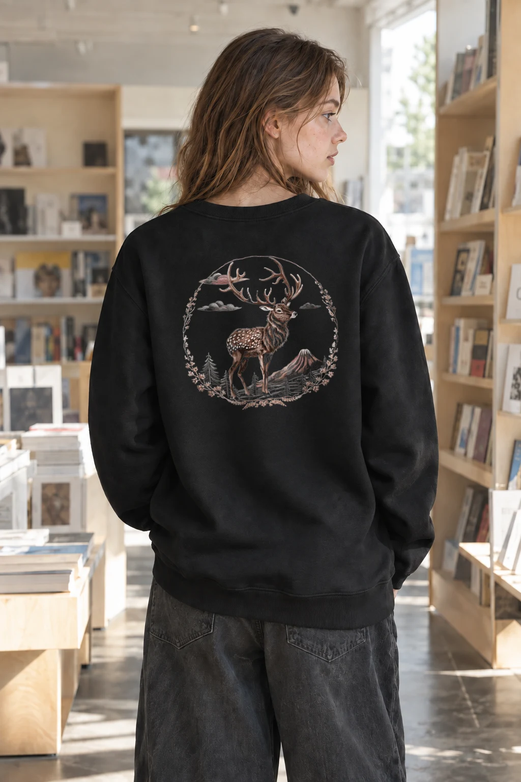 "Mountain Antler Deer" Heavy Blend Unisex Crewneck Sweatshirt | Gildan 18000