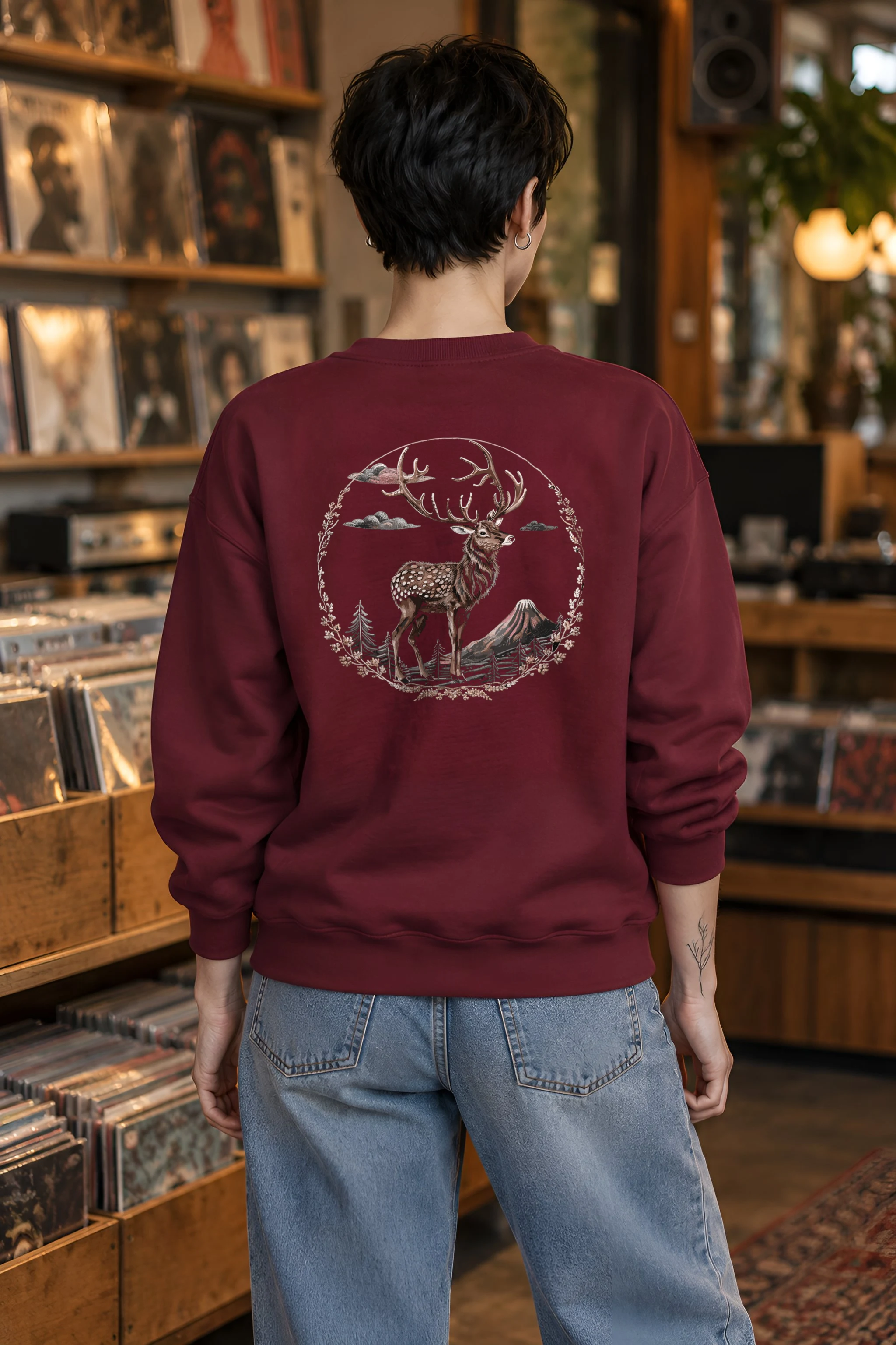 "Mountain Antler Deer" 1 Crewneck Sweatshirt