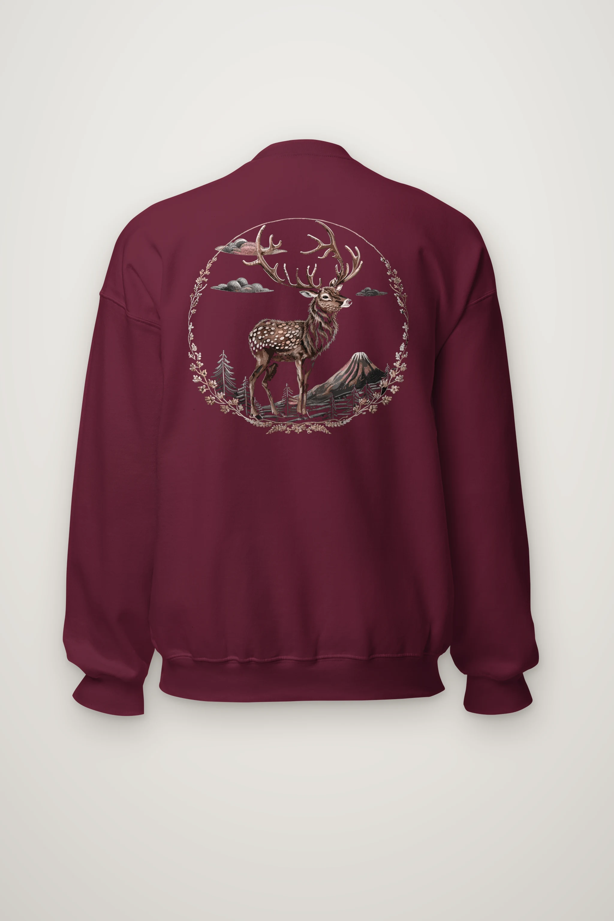 "Mountain Antler Deer" Heavy Blend Unisex Crewneck Sweatshirt