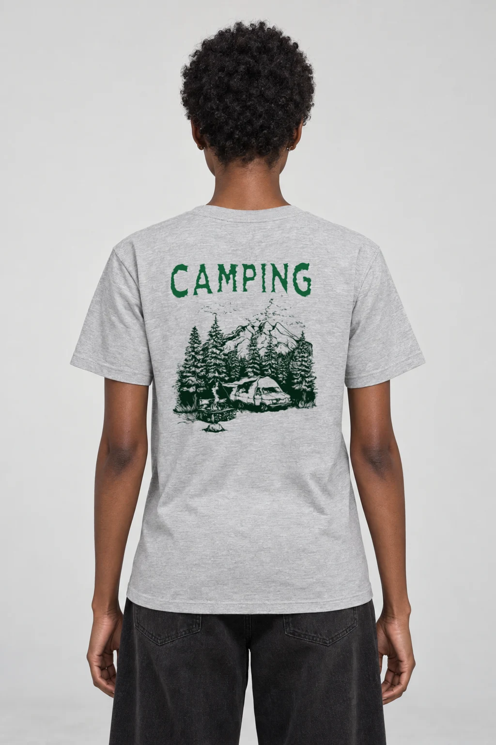 "Mountain Campfire Van" Heavyweight Unisex Crewneck T-shirt | Gildan 5000