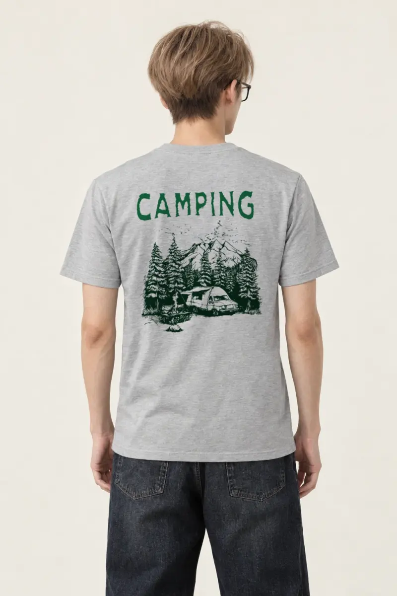 "Mountain Campfire Van" Heavyweight Unisex Crewneck T-shirt | Gildan 5000