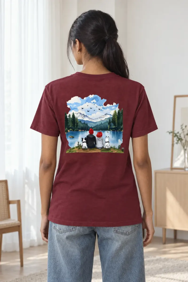 "Mountain Lake Companions" Heavyweight Unisex Crewneck T-shirt | Gildan 5000