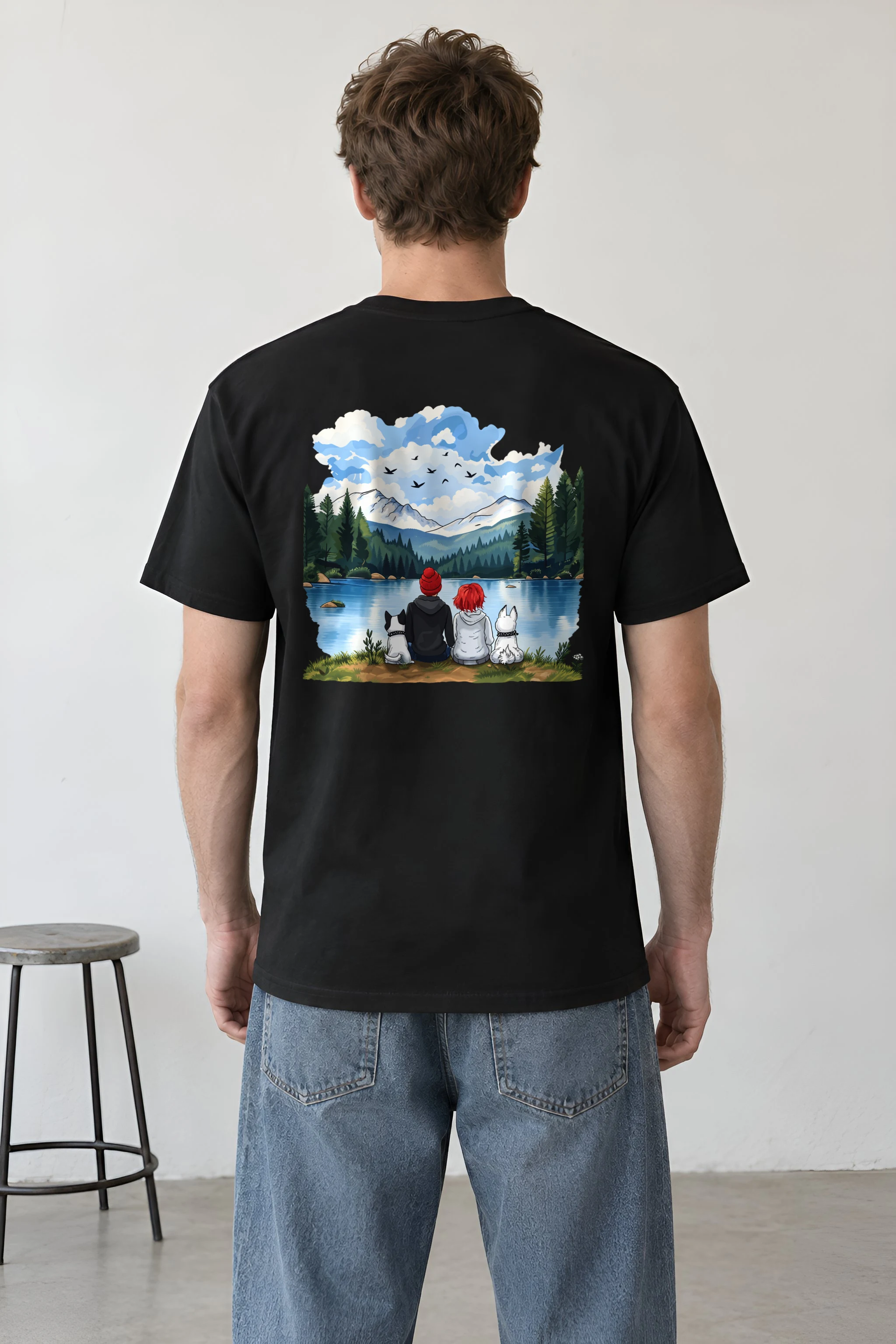 "Mountain Lake Companions" Heavyweight Unisex Crewneck T-shirt