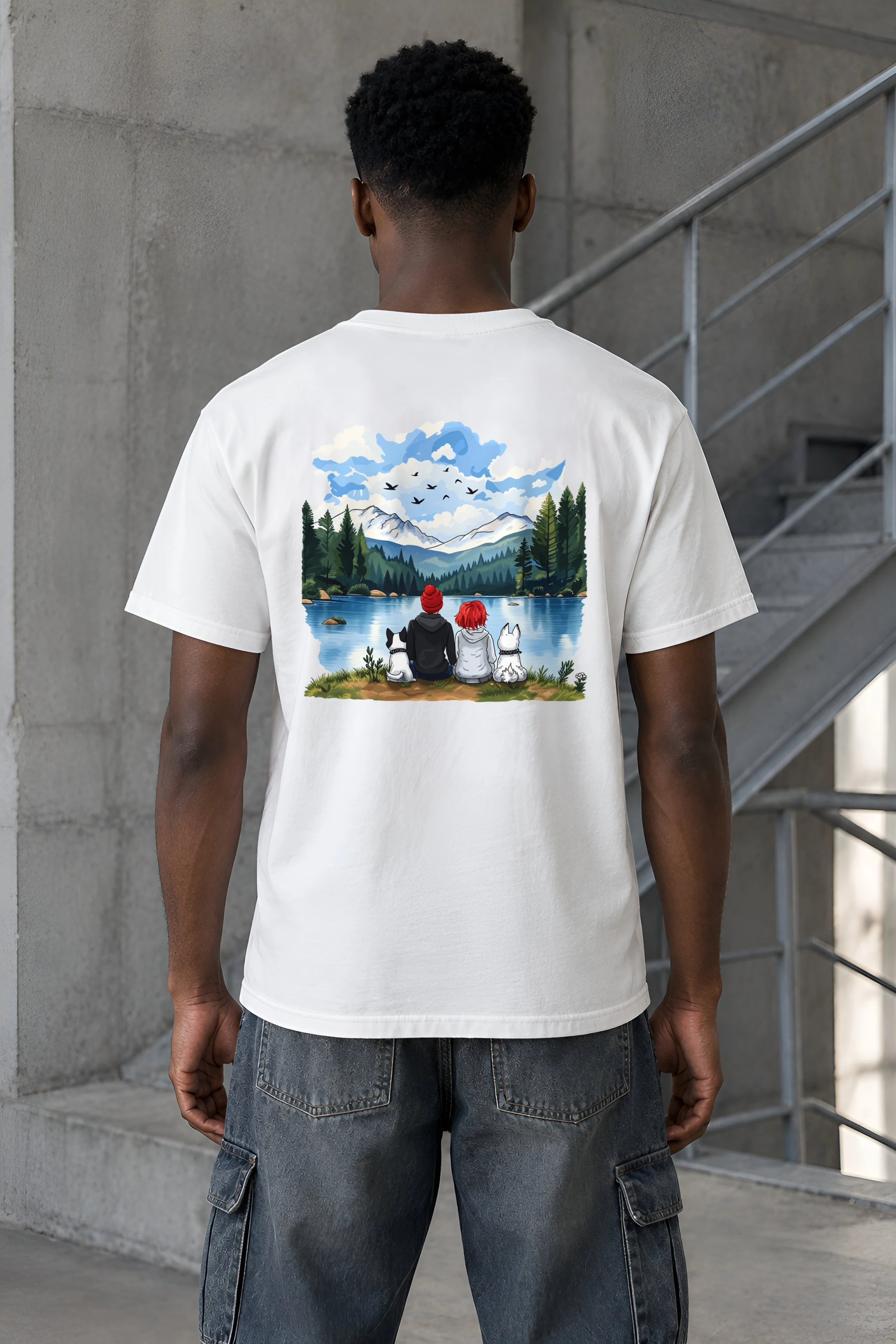 "Mountain Lake Companions" Heavyweight Unisex Crewneck T-shirt