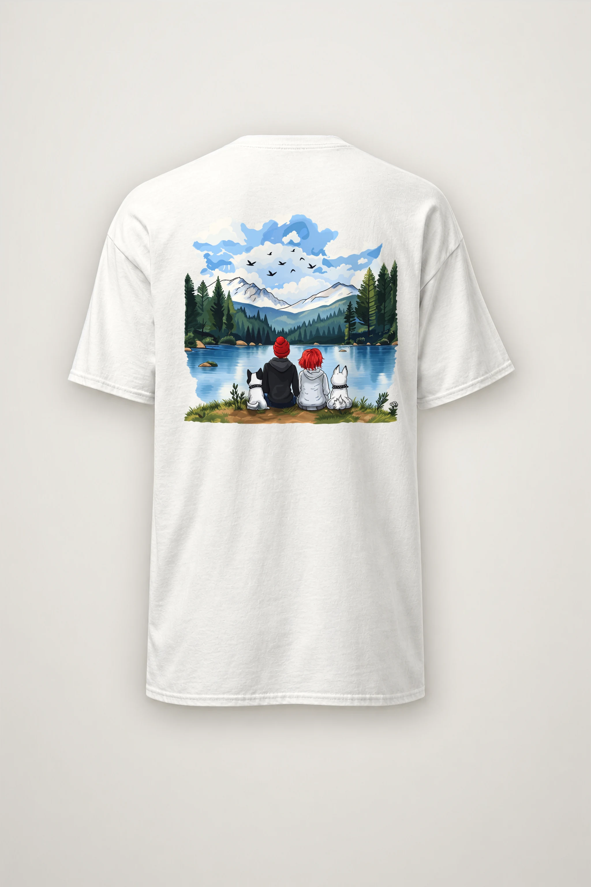 "Mountain Lake Companions" Heavyweight Unisex Crewneck T-shirt