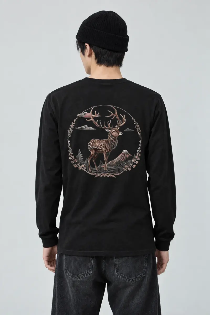 "Mountain Stag Engraving" Unisex Longsleeve T-shirt