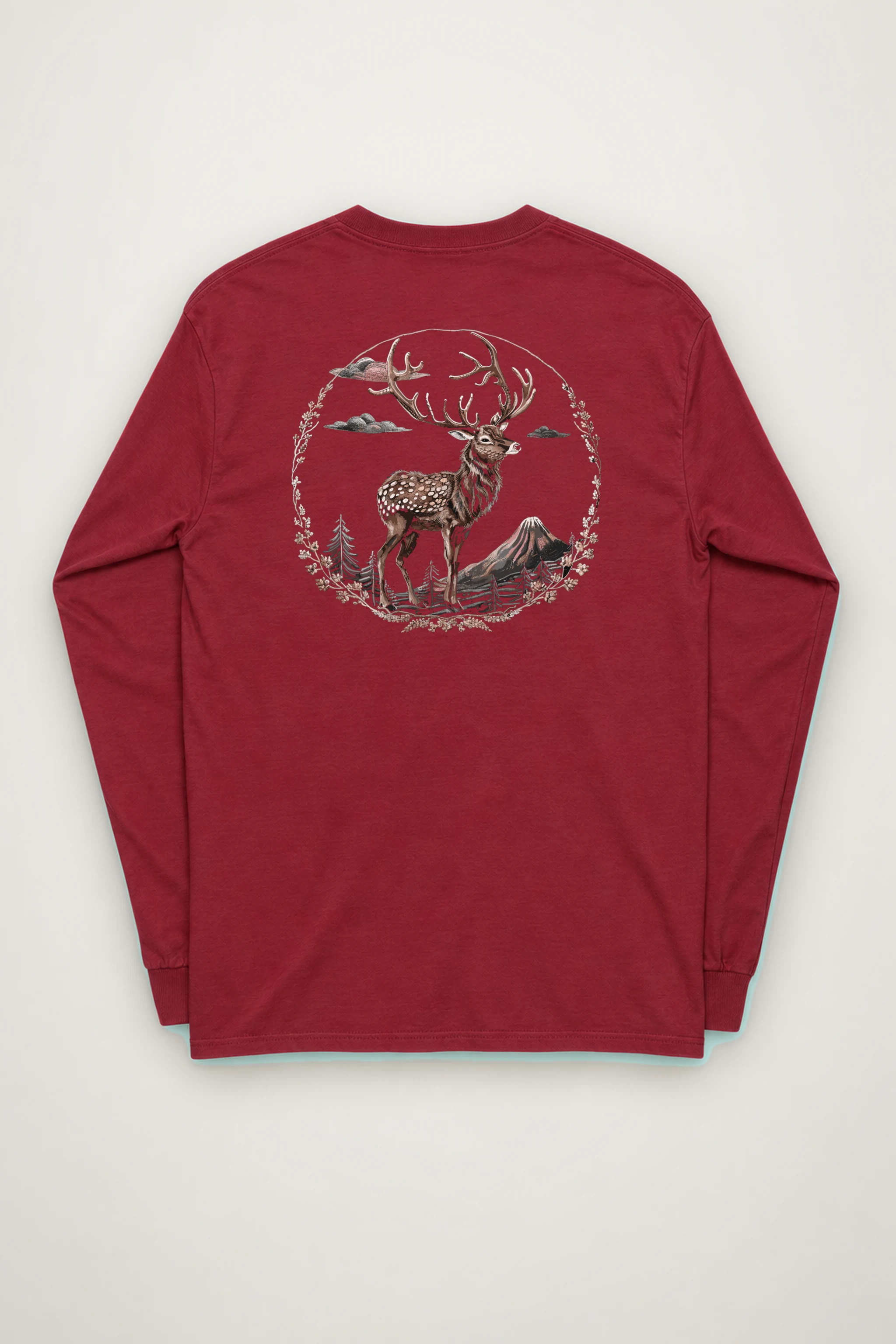 "Mountain Stag Engraving" Unisex Longsleeve T-shirt