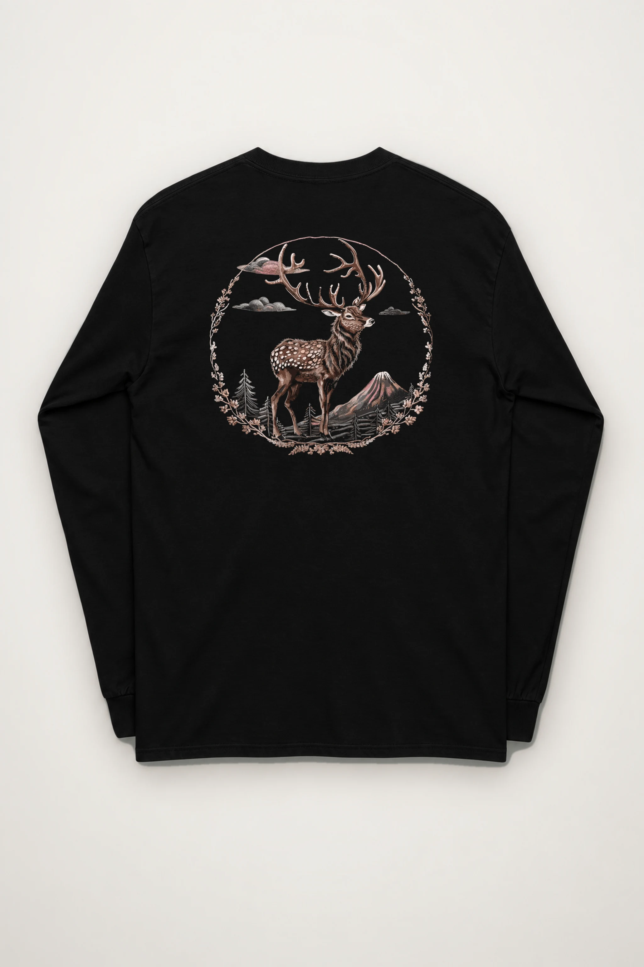 "Mountain Stag Engraving" Unisex Longsleeve T-shirt