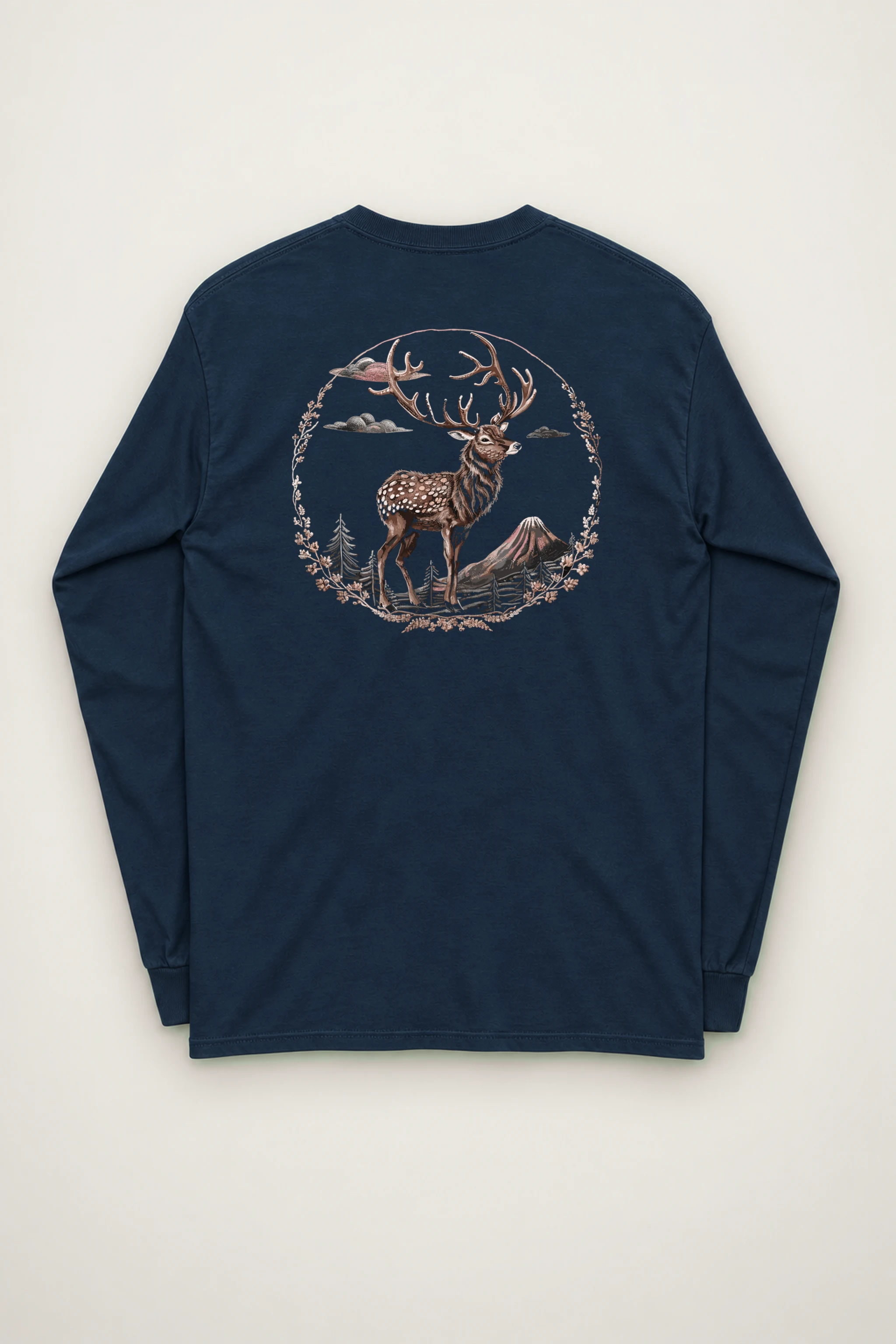 "Mountain Stag Engraving" Unisex Longsleeve T-shirt