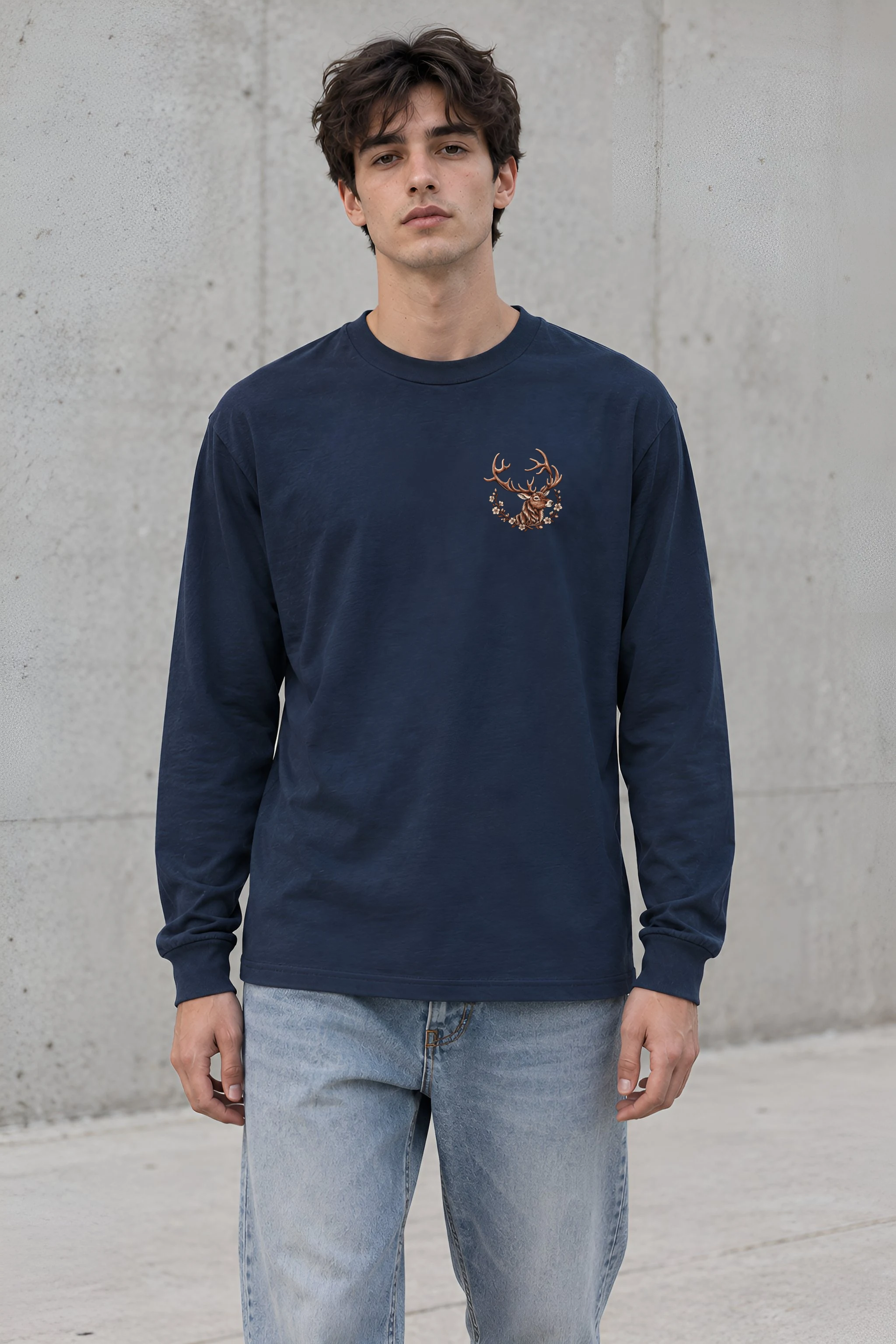 "Mountain Stag Engraving" Unisex Longsleeve T-shirt