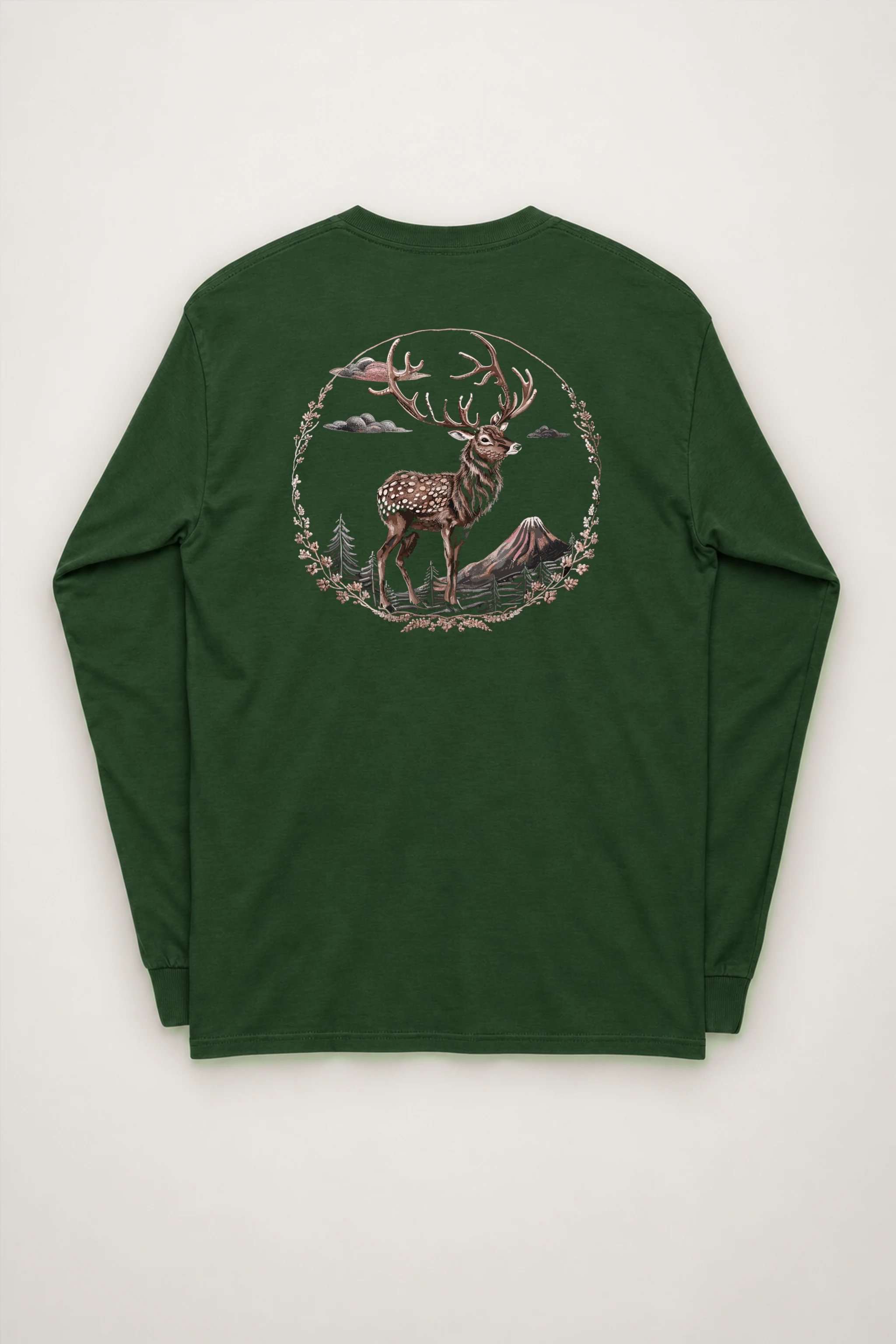 "Mountain Stag Engraving" Unisex Longsleeve T-shirt