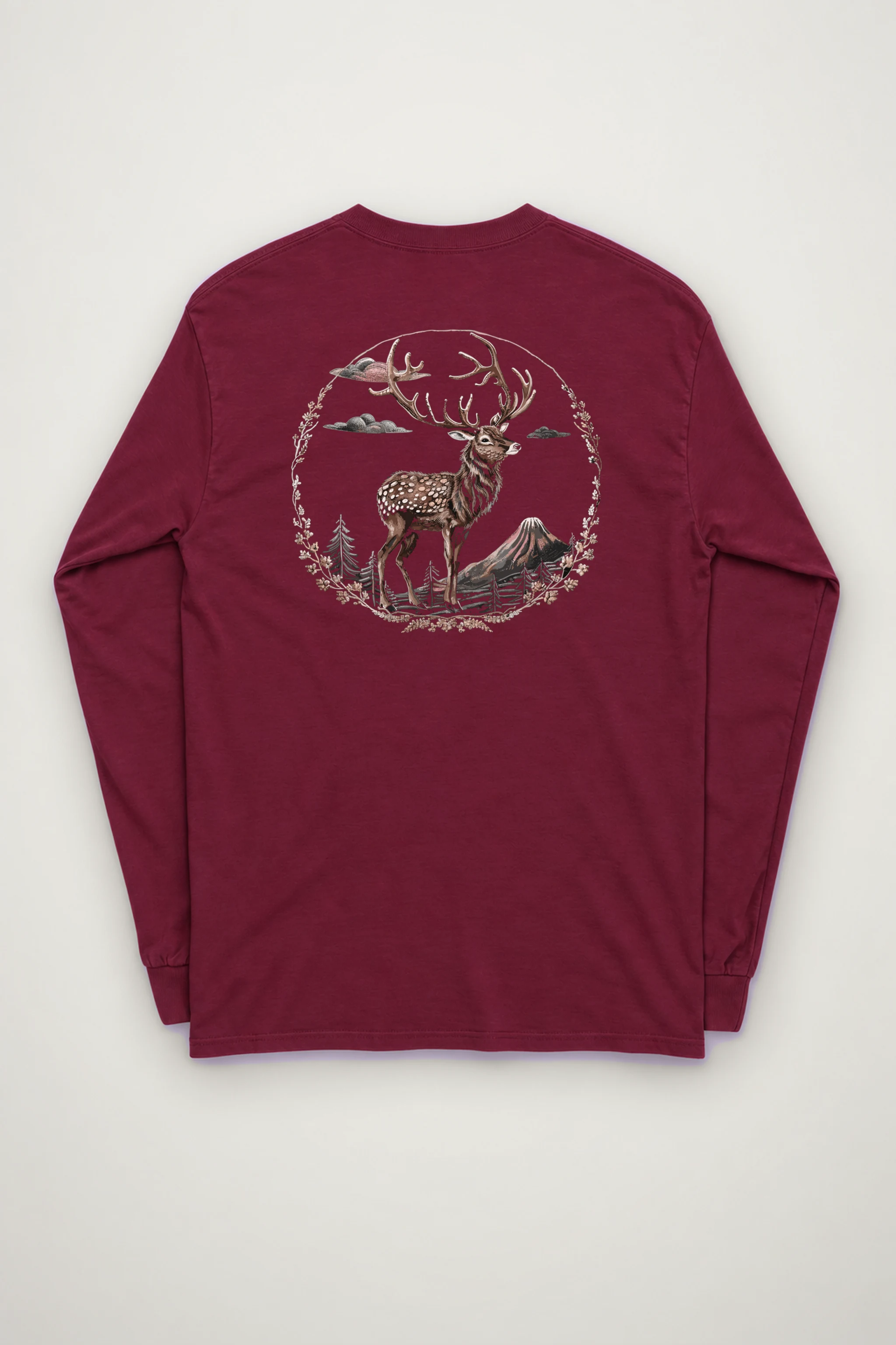 "Mountain Stag Engraving" Unisex Longsleeve T-shirt