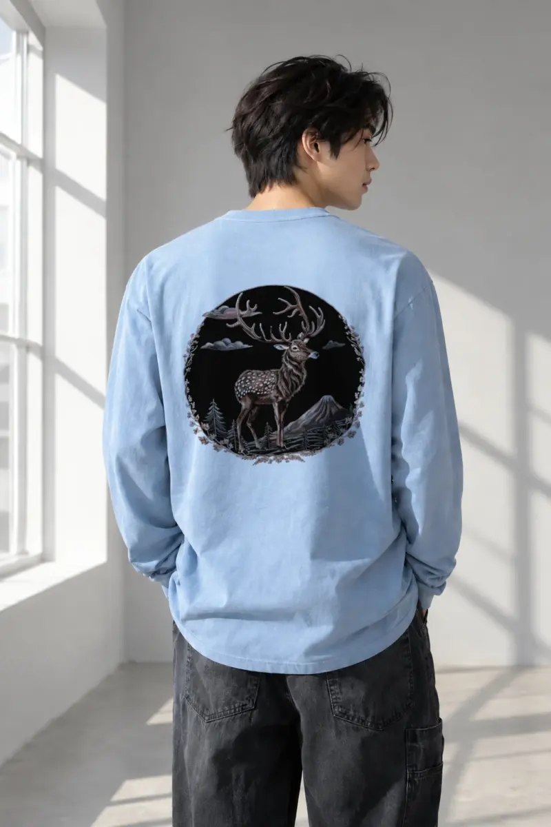 “Mountain Stag” Unisex Longsleeve T-shirt | Gildan 2400