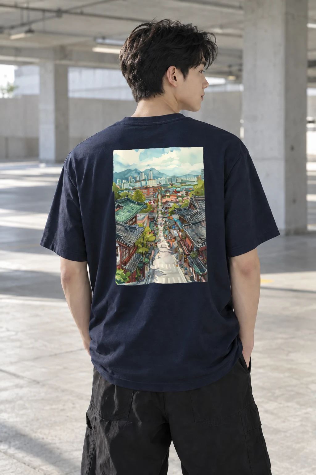 "Mountain Town Contrast" Heavyweight Unisex Crewneck T-shirt | Gildan 5000