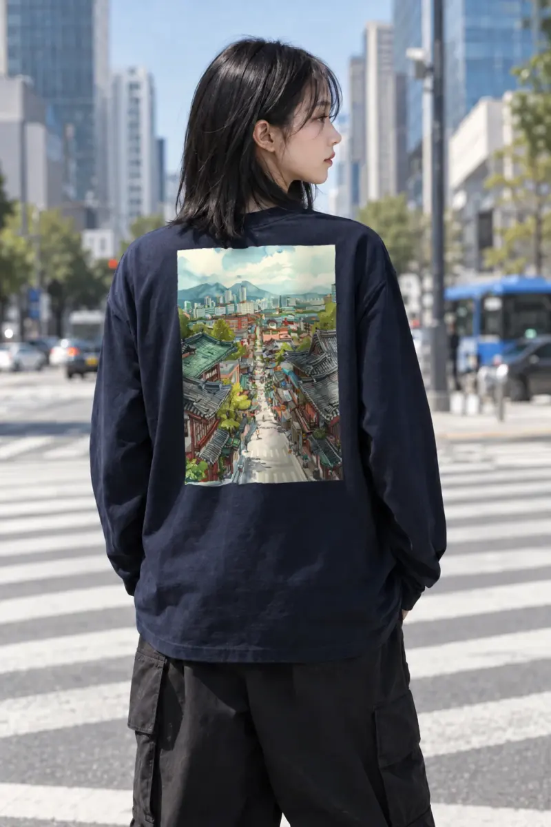 “Mountain Town Contrast” Unisex Longsleeve T-shirt | Gildan 2400