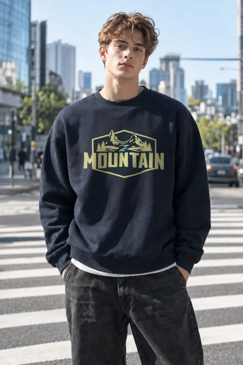 “Mountain Wilderness Badge” Heavy Blend Unisex Crewneck Sweatshirt | Gildan 18000