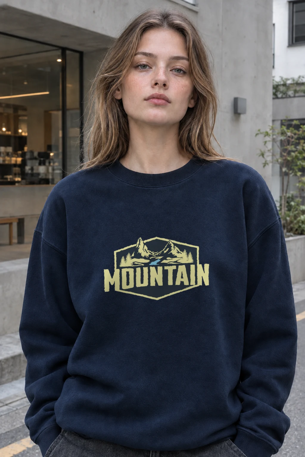 "Mountain Wilderness Badge" Heavy Blend Unisex Crewneck Sweatshirt | Gildan 18000