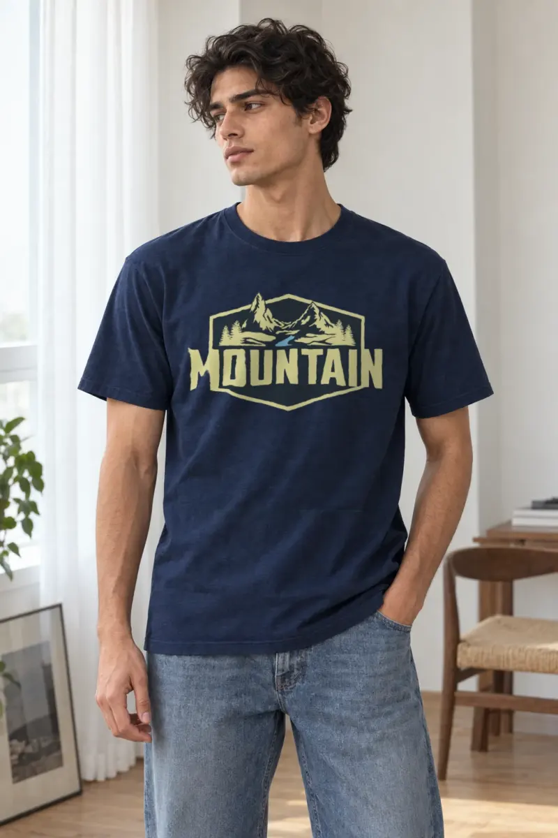 "Mountain Wilderness Badge" Heavyweight Unisex Crewneck T-shirt | Gildan 5000