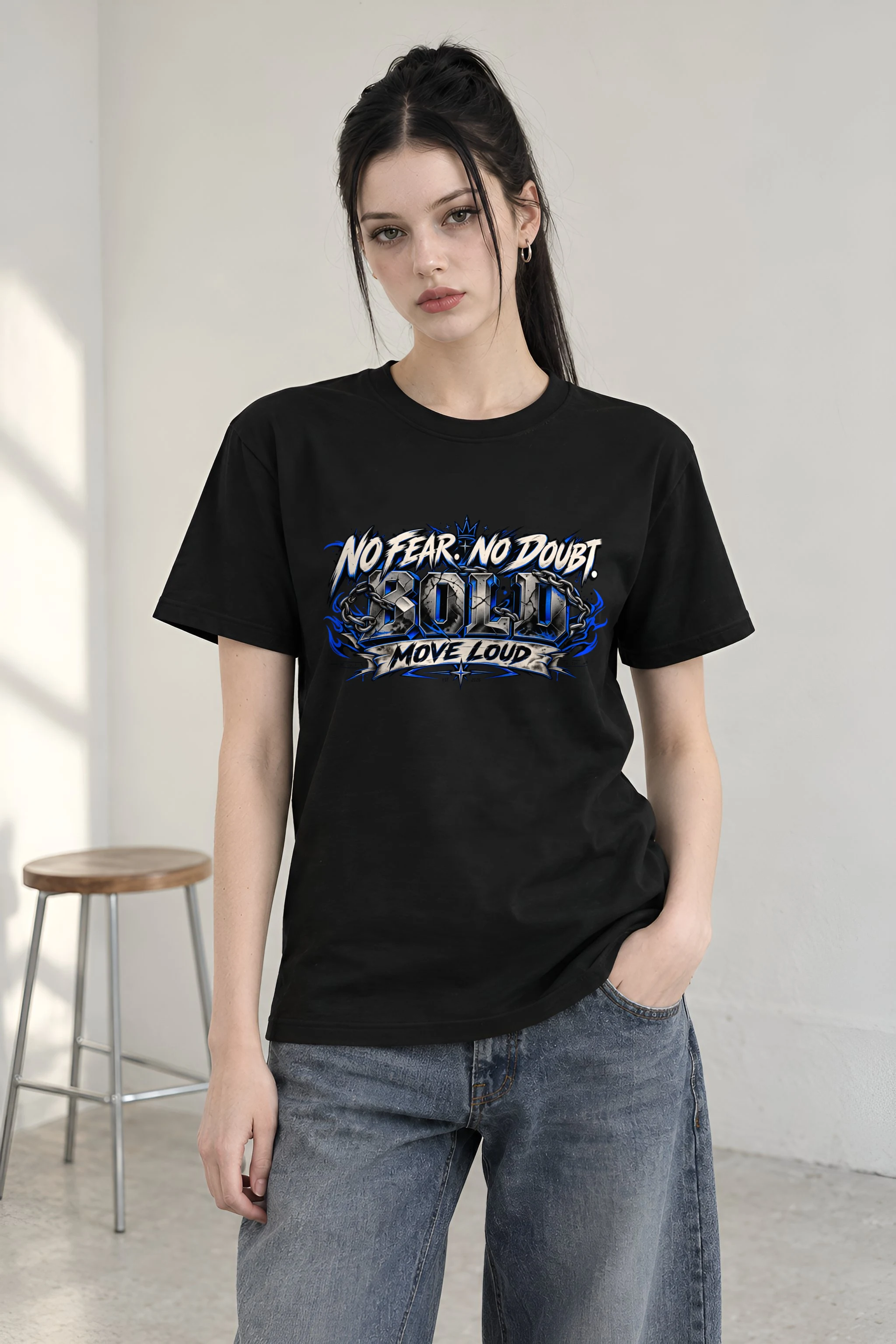 "No Fear No Doubt Banner" Heavyweight Unisex Crewneck T-shirt