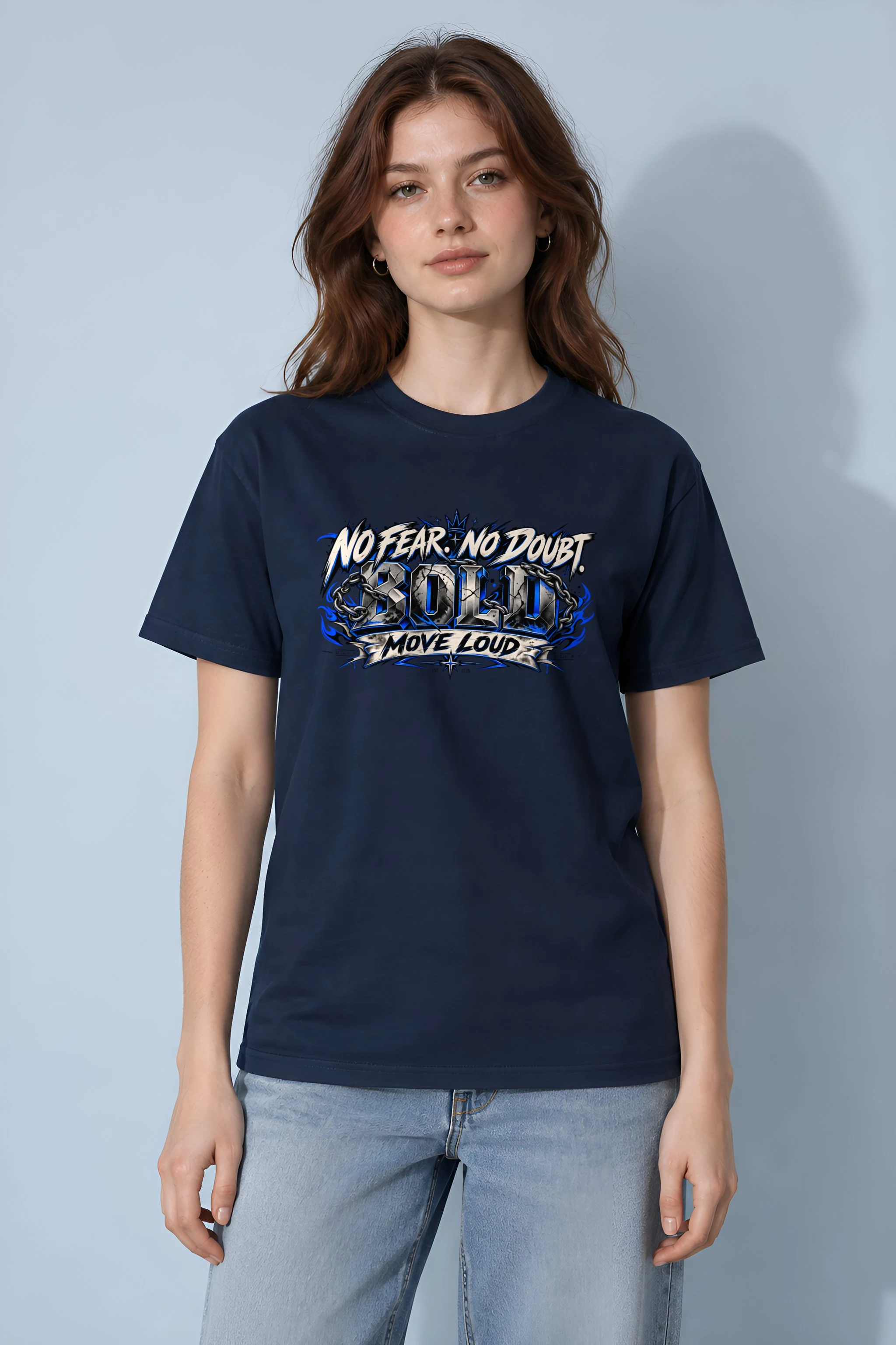 "No Fear No Doubt Banner" Heavyweight Unisex Crewneck T-shirt
