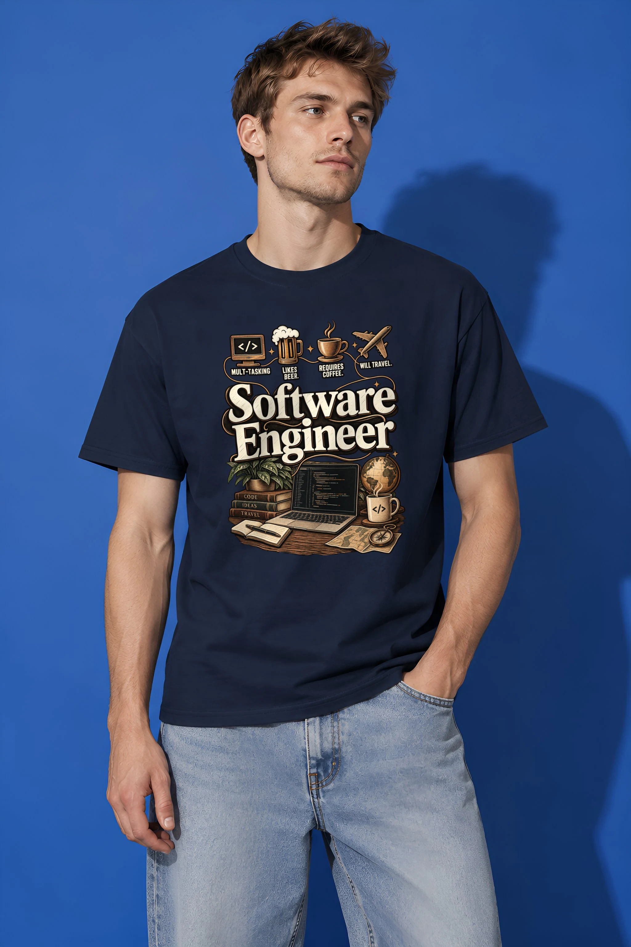 "Multi-Tasking Engineer" Heavyweight Unisex Crewneck T-shirt