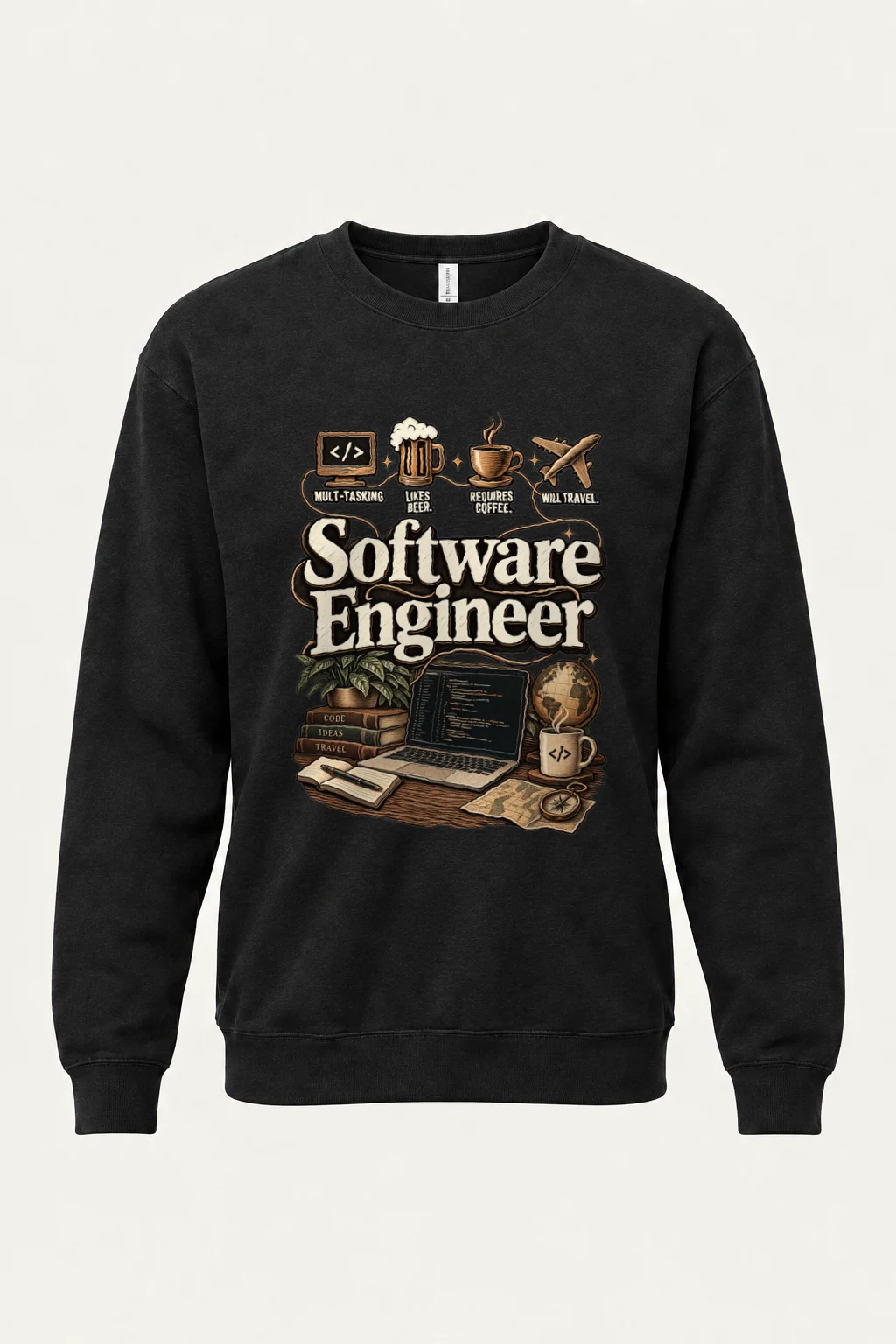 "Multitasking Requires Coffee" Heavy Blend Unisex Crewneck Sweatshirt | Gildan 18000
