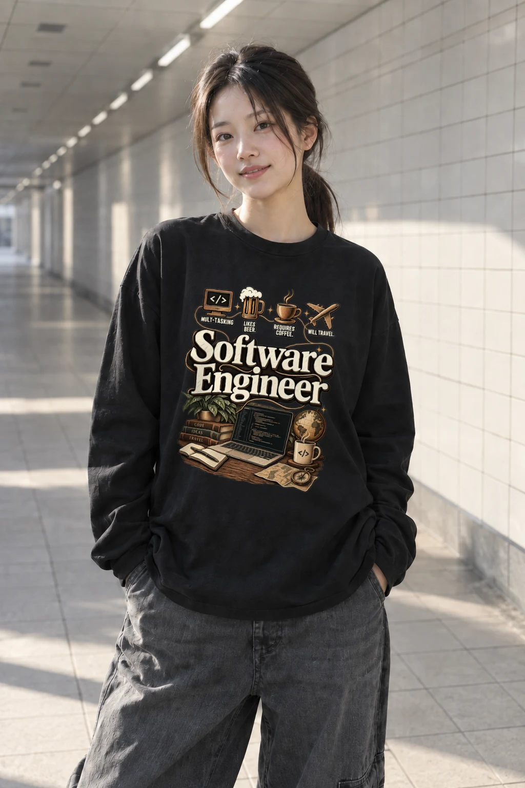 "Multitasking Requires Coffee" Unisex Longsleeve T-shirt | Gildan 2400