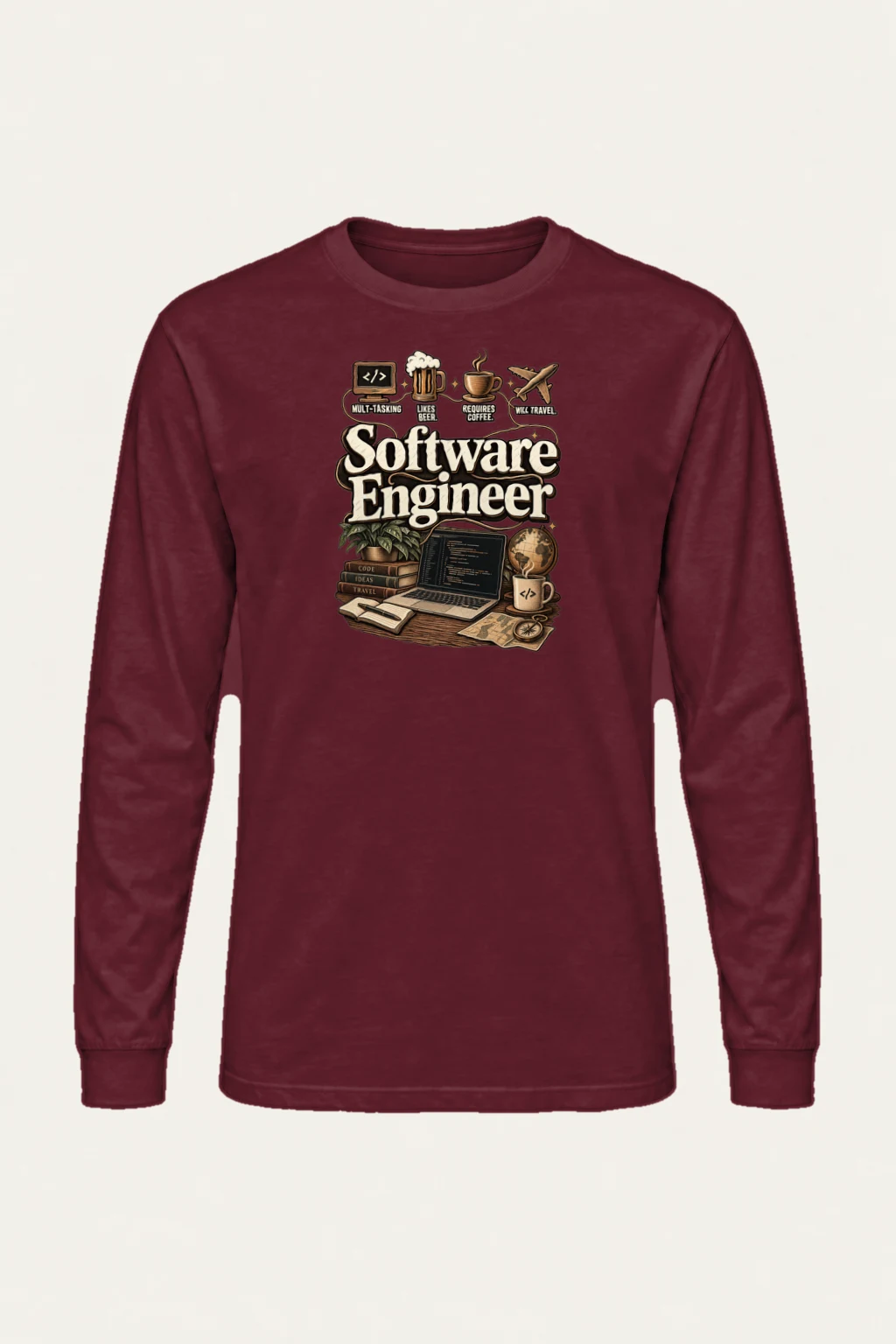 "Multitasking Requires Coffee" Unisex Longsleeve T-shirt | Gildan 2400