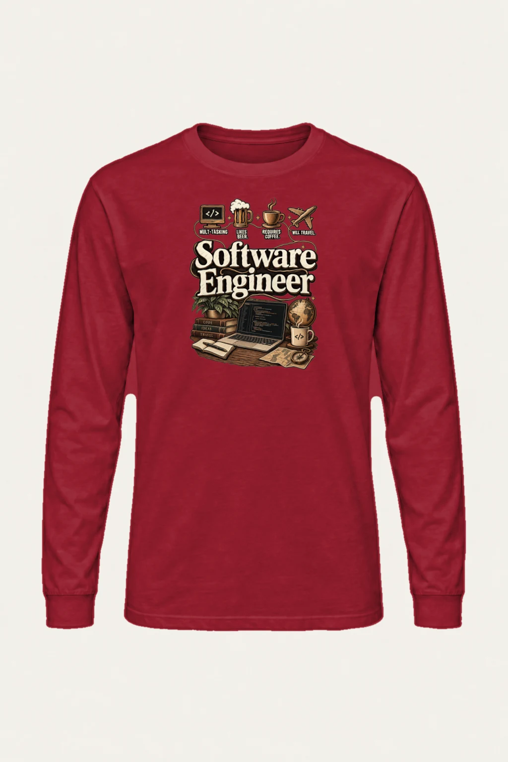 "Multitasking Requires Coffee" Unisex Longsleeve T-shirt | Gildan 2400